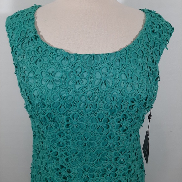 NWT Adriana Papell lace overlay turquoise blue dress 10 - Picture 4 of 15